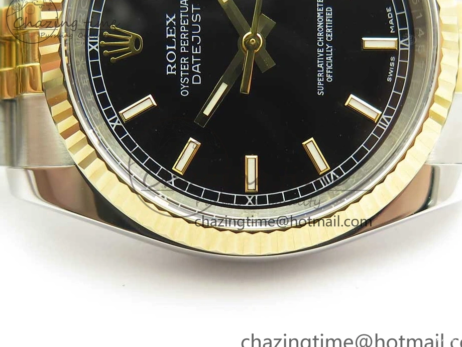 MiroTime 0801 DateJust 36 SS YG 116233 ARF 1:1 Best Edition 904L Steel Black Dial Stick Markers on Jubilee Bracelet SH3135 V EasyMatch 3261